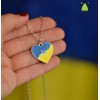 Кулон "Серце України з гербом". Кольори прапор України ". Колір срібло, на ланцюжку